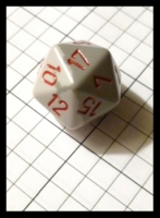 Dice : Dice - 20D - Chessex Half and Half White and Grey with Red Numerals - Gen Con Aug 2012